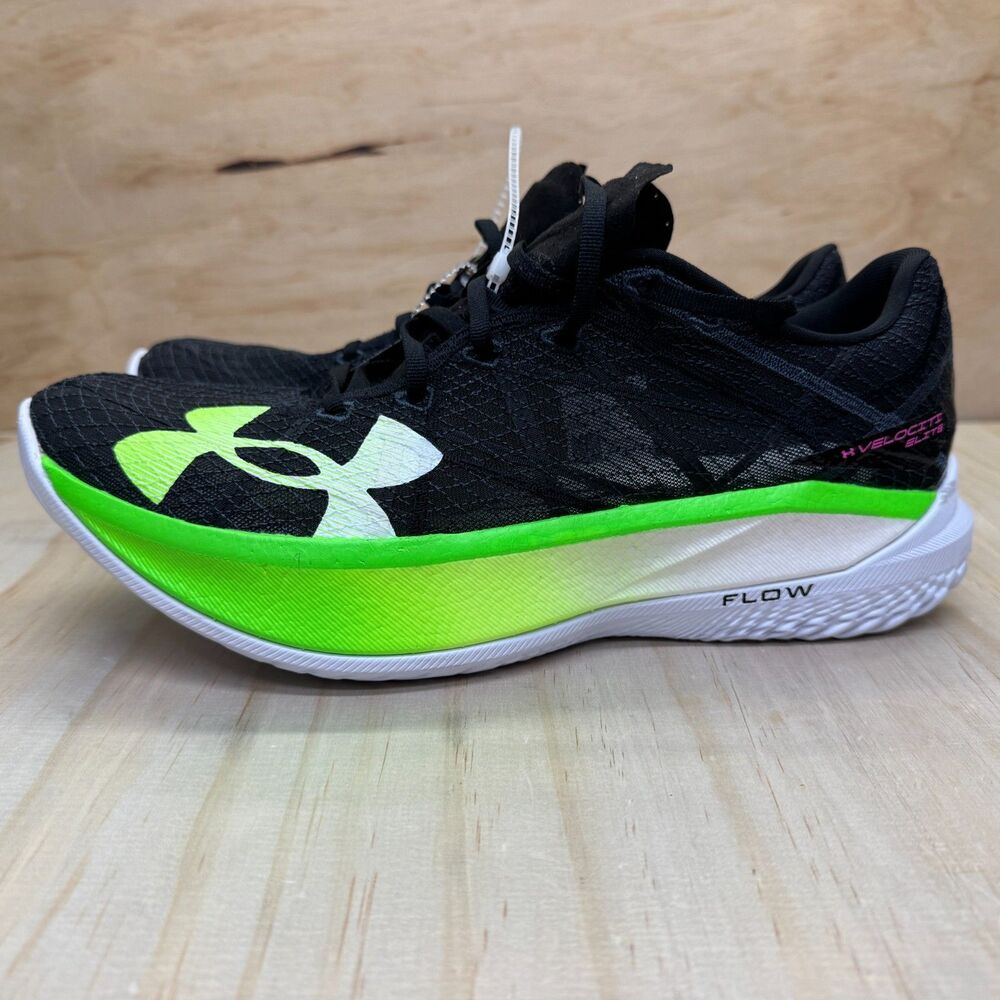 NEW Under Armour Flow Velociti Elite 2 Black Green Running sz 12 3027205-005